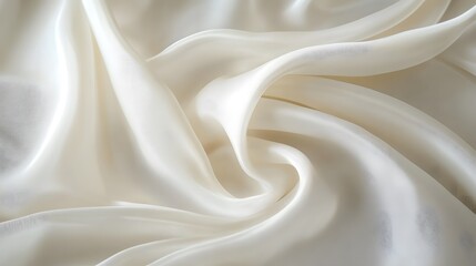 Obraz premium Creamy White Draped Fabric Soft Texture Background