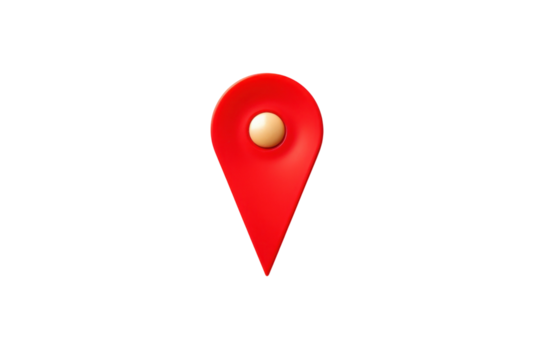 Iconic red location pin symbol representing geographical positioning and navigation technology in digital maps