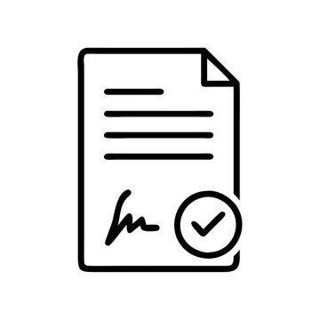 recommend clip art: Document with signature and approval checkmark icon