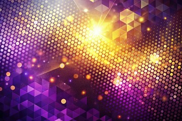 Geometric Abstract Purple Gold Gradient Halftone Bokeh Art