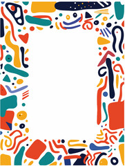 Colorful squiggle frame white background