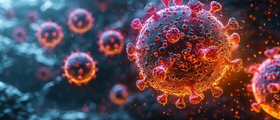 3D representation of a virus, highlighting details.