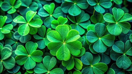 Modern Irish Holiday Design Featuring Lush Green Clovers in Macro Photography