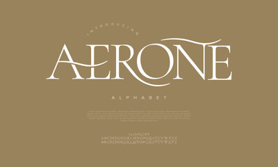 Aerone typography beauty fashion elegant minimalist serif italic fonts decorative wedding vintage retro logos. Minimal luxury font alphabet logo. Vector illustration