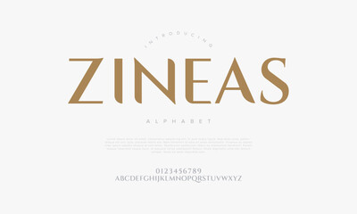 Zineas typography beauty fashion elegant minimalist serif italic fonts decorative wedding vintage retro logos. Minimal luxury font alphabet logo. Vector illustration © Kiki