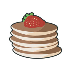 pancakes with strawberry vector illustration