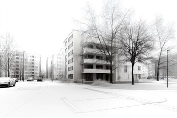 Fototapeta premium Urban planning, sketch of sustainable design, emphasizing green spaces, walkable zones, eco-friendly features for modern, efficient city layout.