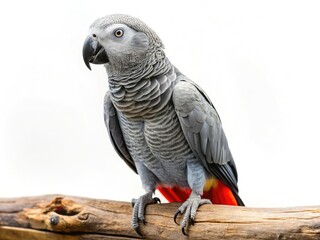 Fototapeta premium Grey Parrot on Branch - AI Photo - High Depth of Field