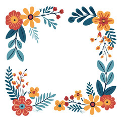 Colorful flowers frame white background