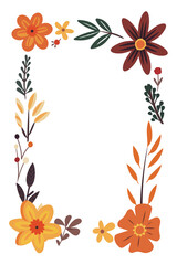 Obraz premium Tall Minimal Floral Border with Orange Red Blooms