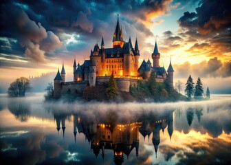 Haunted Castle Infinite Mirror, Generative AI Photography