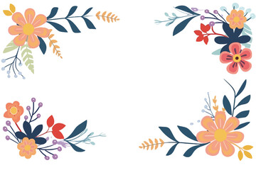 Obraz premium Colorful flowers frame white background