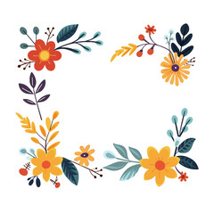 Butterfly and flower ornament frame white background