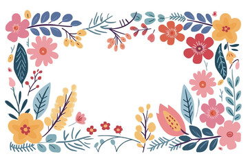 Butterfly and flower ornament frame white background