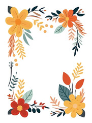 Butterfly and flower ornament frame white background