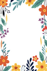 Butterfly and flower ornament frame white background