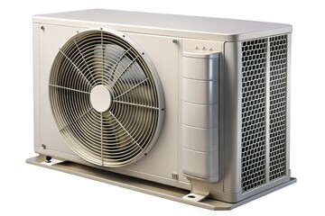 Heat Pump Air Conditioner Isolated on Transparent Background - Drone Shot