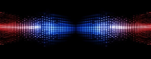 Abstract blue and red light patterns on black background