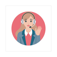 Call Center Woman Vector Illustration, Flat Design Character