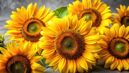 Fototapeta premium High Angle Sunflower Close-Up, Deep Focus