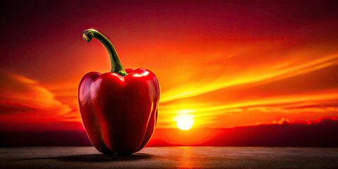 Silhouette Red Pepper Photography: Spicy Shadow, Vegetable Silhouette, Red Pepper Outline, Dark Background, Minimalist Food Photo