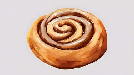 Fototapeta premium Digital Painting of a Cinnamon Roll