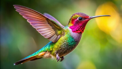 Fototapeta premium Hummingbird in Flight - Macro Photography AI Art