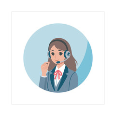 Call Center Woman Vector Illustration, Flat Design Character