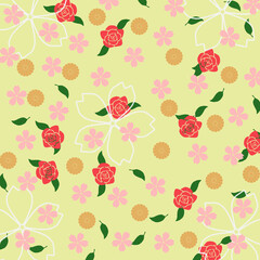 seamless pattern with apples and flowers