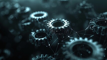 Obraz premium Innovative Digital Network Background with Interconnected Gears and Seamless Connectivity