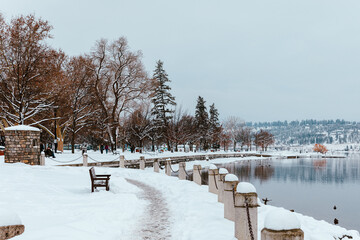 Winter in Downtown Kelowna Okanagan Lake