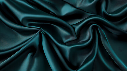 Obraz premium Black dark teal jade emerald sea aventurine green silk satin velvet fabric curtain drapery fold line wave flow background. Sunstone. Illustration