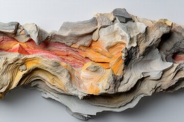 Textured Abstract Sculpture Displaying Layers of Color Contemporary Art Exhibit Indoor Gallery Modern Environment Close-Up View Visual Depth