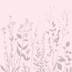 Fototapeta premium Delicate vector pattern wild flowers botanical background