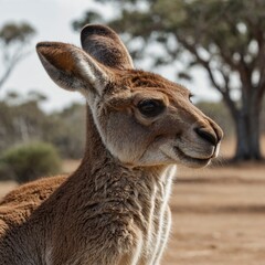 Obraz premium A kangaroo curiously sniffing the air, against a white background.