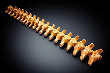 Detailed Anatomy of a Vertebral Column Museum Exhibit 3D Model Dark Background Educational Perspective Human Biology