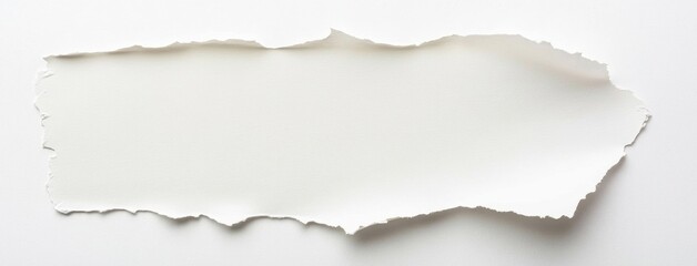 Torn white paper with rough edges on a plain surface