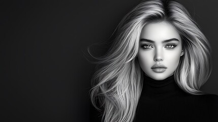 Fototapeta premium Contemporary monochrome portrait sophisticated model thoughtful pose clean background natural lighting Ultra-Realistic Photo Realistic highly detailed 
