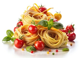 Long Exposure Homemade Pasta & Tomatoes - White Background