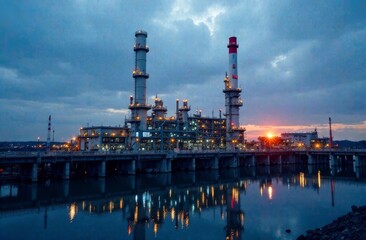 Fototapeta premium Petroleum industry, gas plant. energy crisis concept