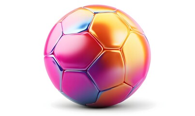 Colorful glossy soccer ball isolated on white.
