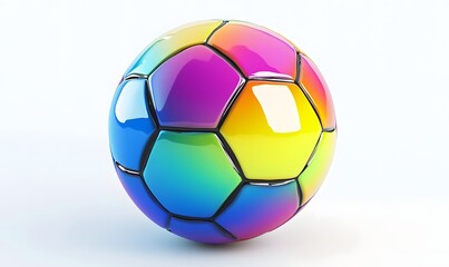 Fototapeta premium Colorful glossy soccer ball on white background.