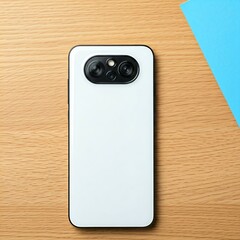 Modern White Smartphone on Wooden Table