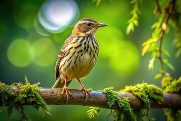 Fototapeta premium Long Exposure Tree Pipit on Branch - AI Photo