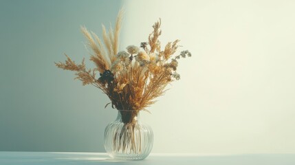 A floral arrangement of spring flowers in a glass vase is a beautiful home decoration