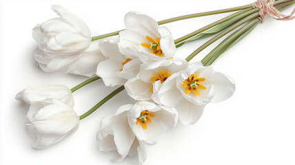 White lily flowers isolated on white background. Closeup. Nature.
