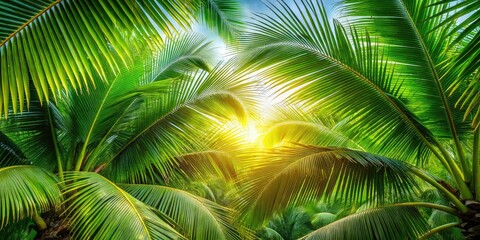 Naklejka premium Low Light Coconut Tree Leaves Swaying