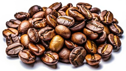 Fototapeta premium Low Light Coffee Beans, Isolated White Background, Photorealistic AI