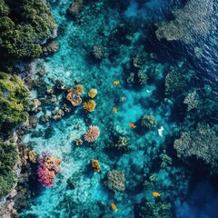 Obraz premium Vibrant Coral Reef with Colorful Fish and Clear Water