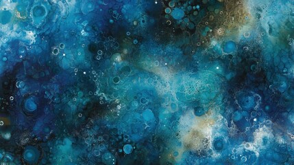 Fototapeta premium Abstract Blue Ocean Ink Splotches Art